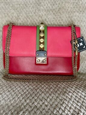 Valentino Garavani multicolor Rockstud Crossbody with Gold strap